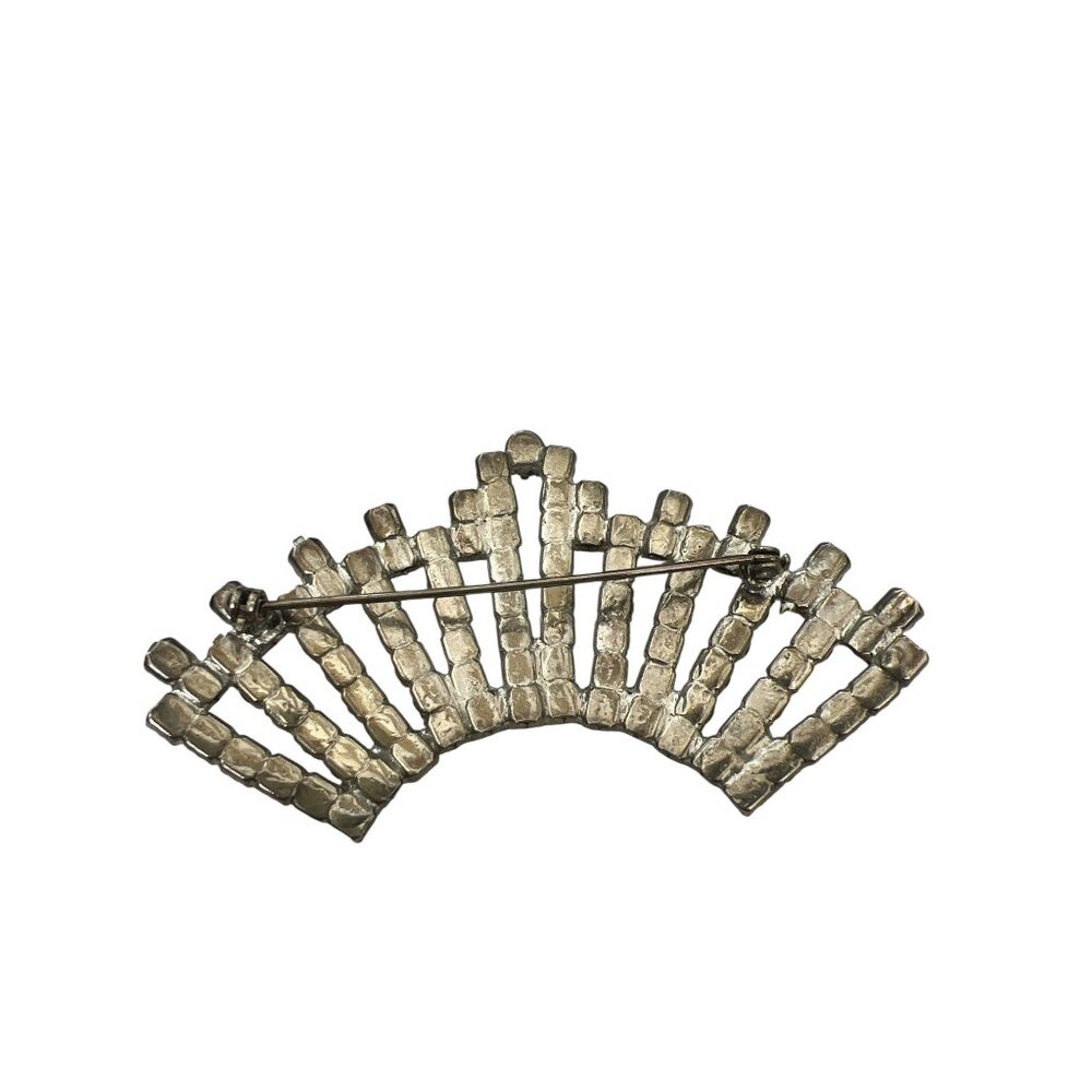 Vintage Rhinestone Fan-Shaped Brooch Pin - Picture 4 of 4
